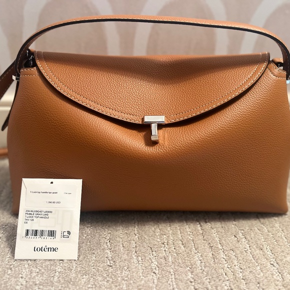 Toteme Handbags - New! Never Worn Toteme T-Lock Top Handle Tan Grain